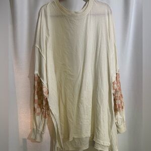 We the Free cream tunic with checker detail